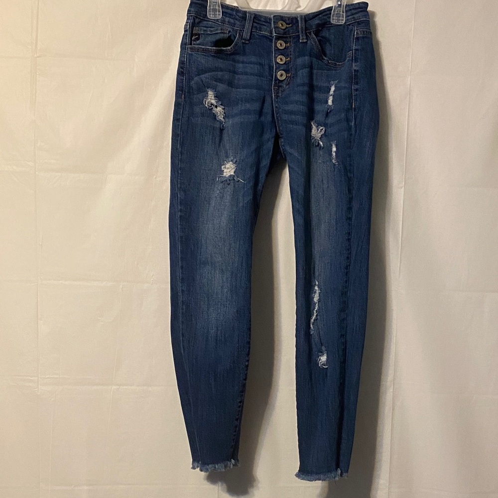 KanCan High Rise Distressed Blue Jeans